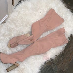 Nude knee high boots!